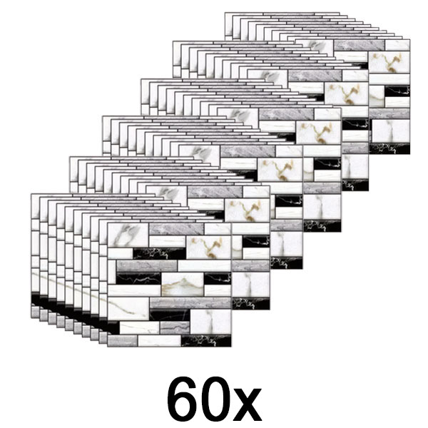 6x Naklejki ścienne 3D o wyglądzie marmuru (10 sztuk/0,9 m²) | MARBLEBLOCKS