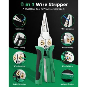 Ściągacz Izolacji i Obcinaczka 8 w 1 (20,7 cm) - Ściąga, Tnie, Zaciska i Testuje Napięcie w Jednym Narzędziu | POWERPLIERS